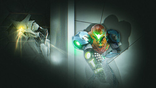 Sci-Fi Action Samus Aran Encounter Desktop Wallpaper