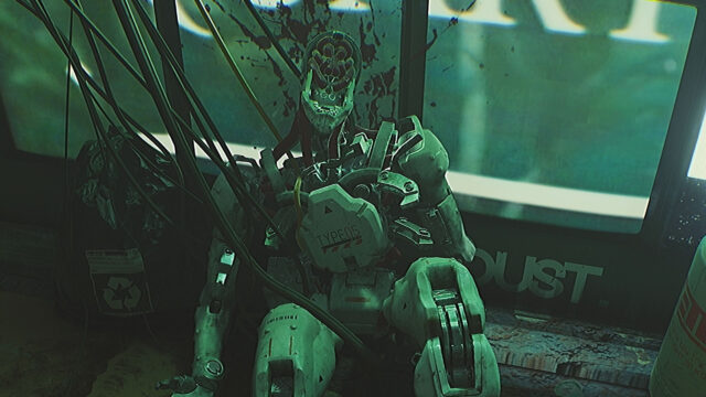 Cybernetic Android Remains in Abandoned Setting Desktop Wallpaper