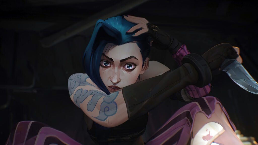 Arcane Jinx Knife Pose 4K Desktop Wallpaper