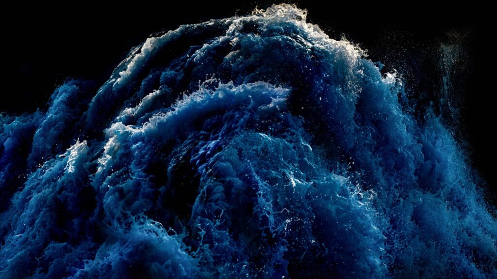 Powerful Crashing Ocean Wave Dark Blue Desktop Wallpaper