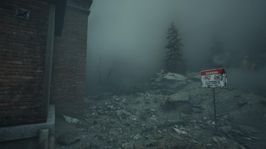 Eerie Foggy Shoreline Ruins Desktop Wallpaper