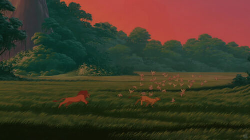 Simba and Nala Running Through the Grass 4K Wallpaper