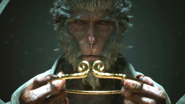 Sun Wukong Holding Golden Headband Cinematic Desktop Wallpaper