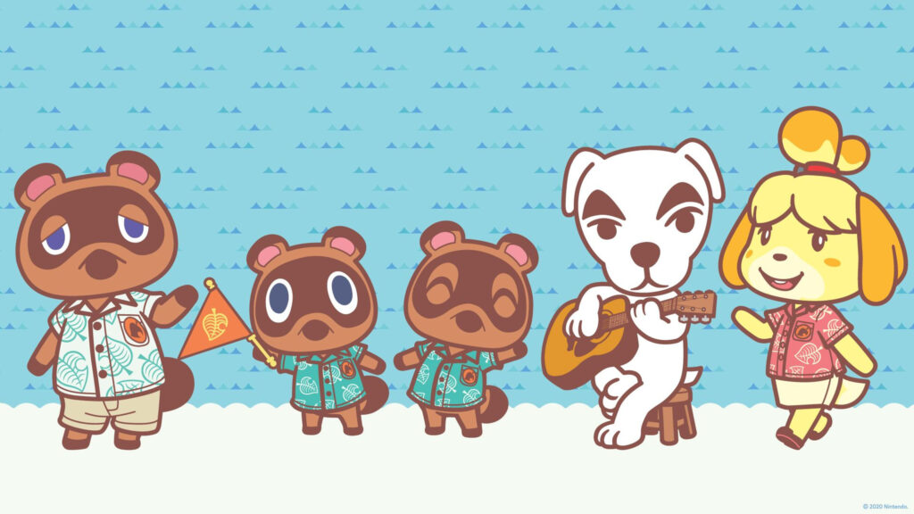 Animal Crossing Characters Group Illustration Desktop Wallpaper