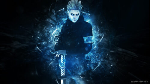 Vergil Devil May Cry Blue Aura Desktop Wallpaper