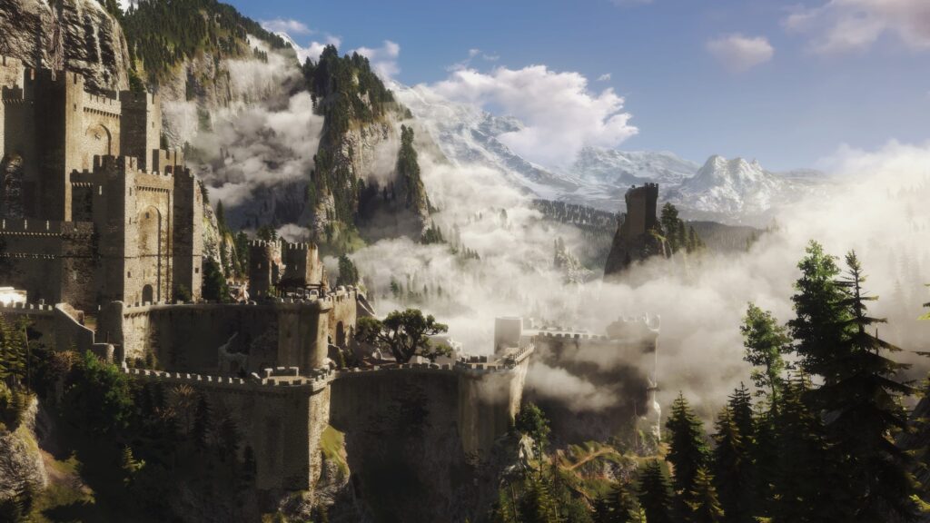 Kaer Morhen Mountain Fortress Fantasy Landscape 4K Wallpaper