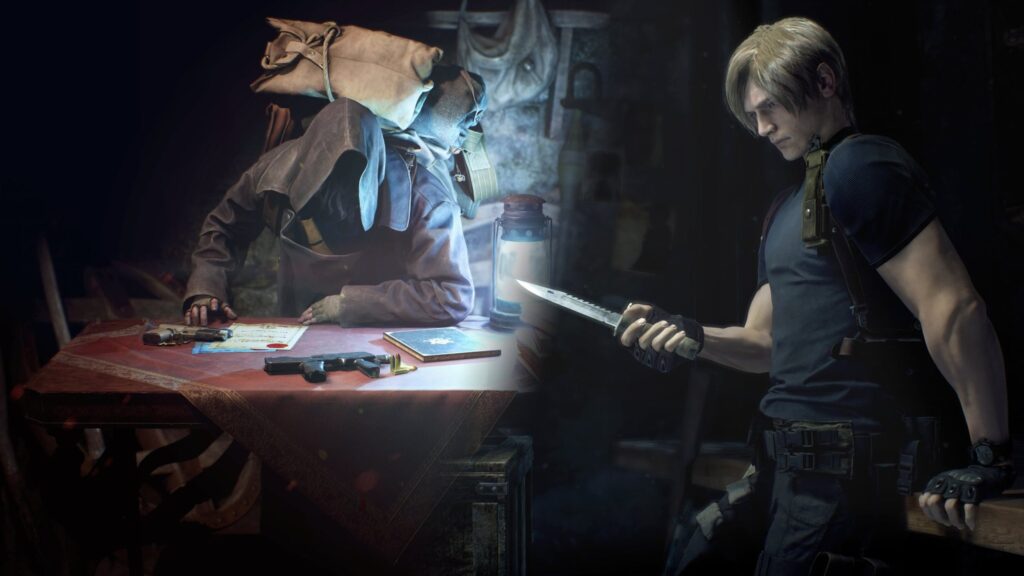 Resident Evil 4 Remake Leon and Merchant 4K Wallpaper