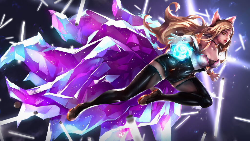 League of Legends K/DA Ahri Fan Art 4K Desktop Wallpaper