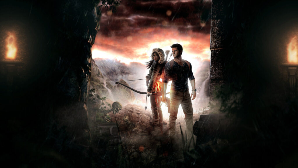 Lara Croft and Nathan Drake Crossover 4K Desktop Wallpaper