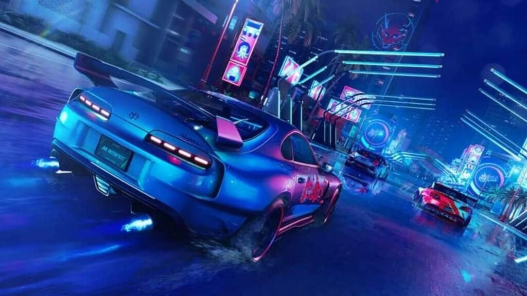 Street Racing Neon Cityscape Desktop Wallpaper