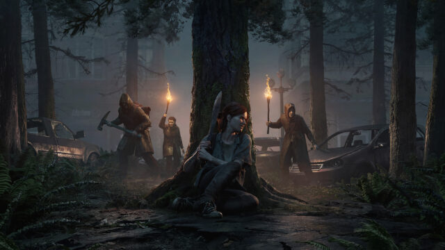 Ellie Confronting Seraphites in The Last of Us Part II Desktop Wallpaper