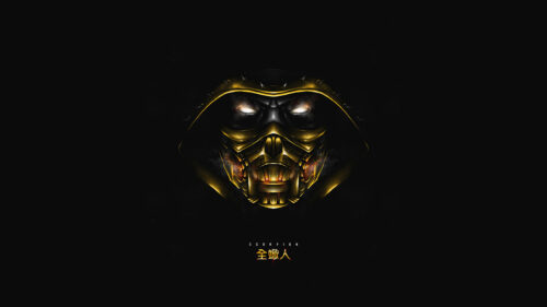 Scorpion Mask Golden Glow Minimalist 4K Desktop Wallpaper