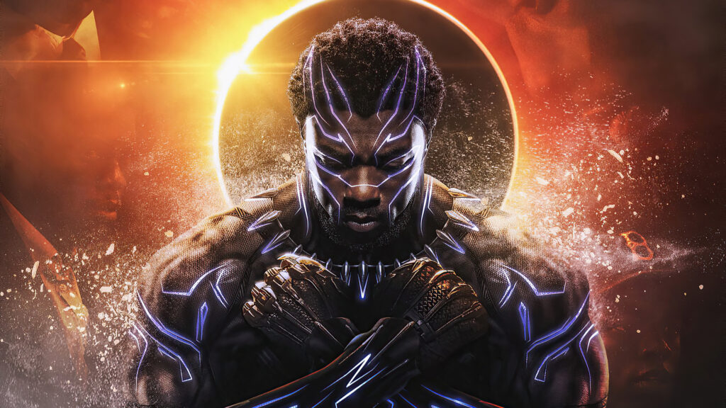 Black Panther Wakanda Forever Glowing Suit 4K Desktop Wallpaper