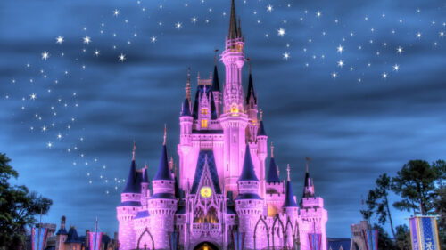 Cinderella Castle Night Sky Disney Magic 4K Wallpaper