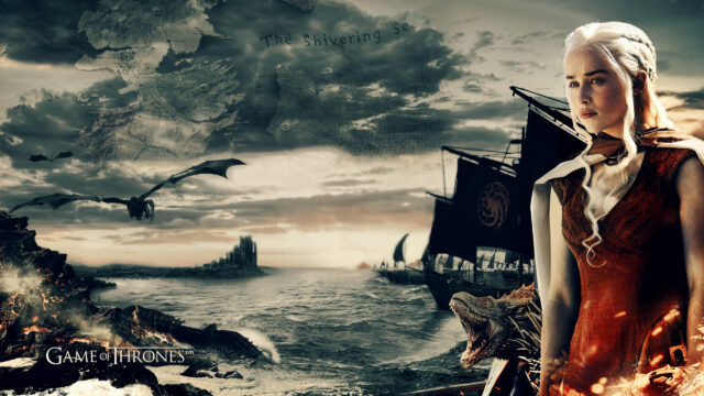 Daenerys Targaryen Over Westeros Map 4K Desktop Wallpaper
