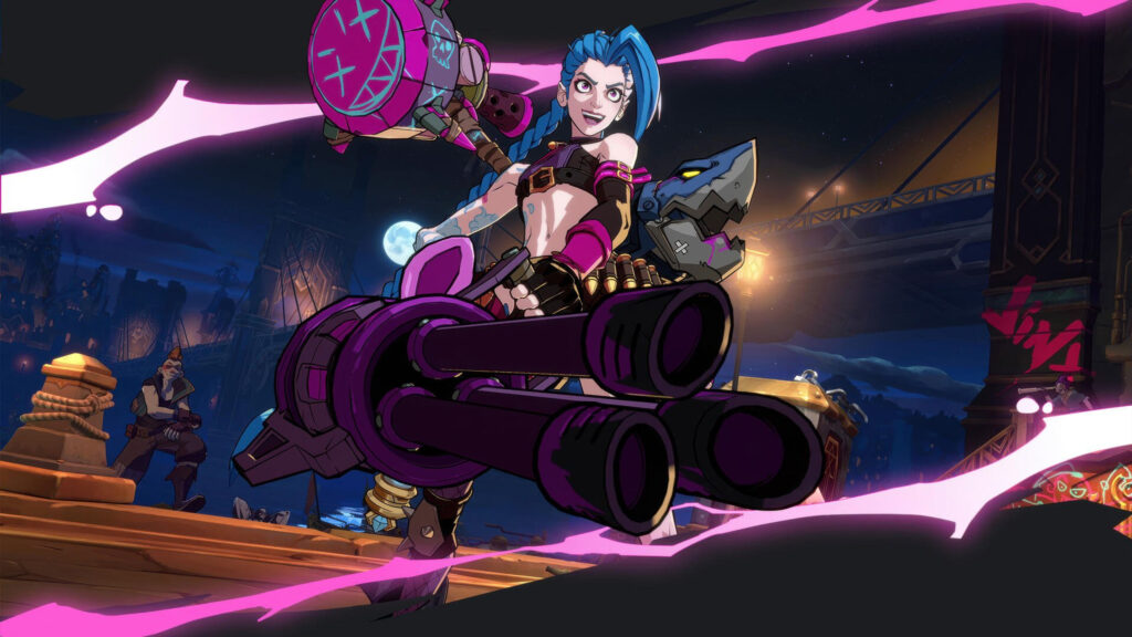 Jinx League of Legends Action Scene Desktop Wallpaper