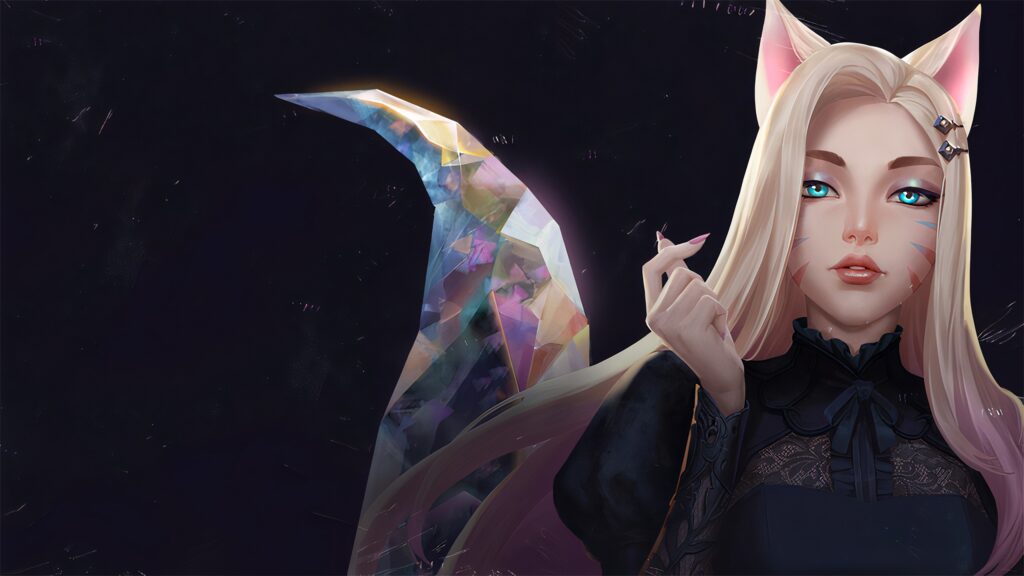 Ahri League of Legends Crystal Tail 4K Desktop Wallpaper