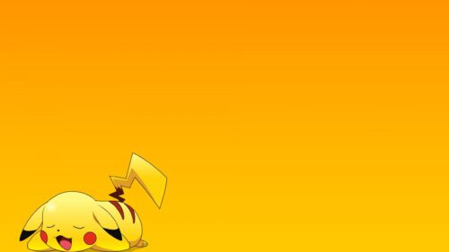 Cute Sleeping Pikachu Minimalist Orange 4K Desktop Wallpaper
