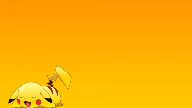 Cute Sleeping Pikachu Minimalist Orange 4K Desktop Wallpaper