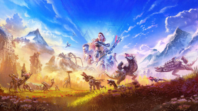 Horizon Forbidden West Aloy and Robotic Creatures Desktop Wallpaper