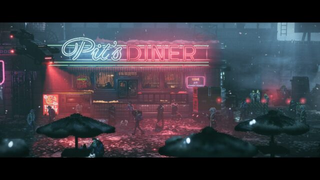 Cyberpunk Pit's Diner Pixel Art Desktop Wallpaper