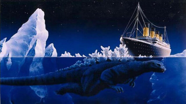 Godzilla Underwater Iceberg Scene Desktop Wallpaper
