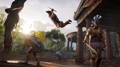 Assassin’s Creed Odyssey Spartan Warrior Combat Desktop Wallpaper