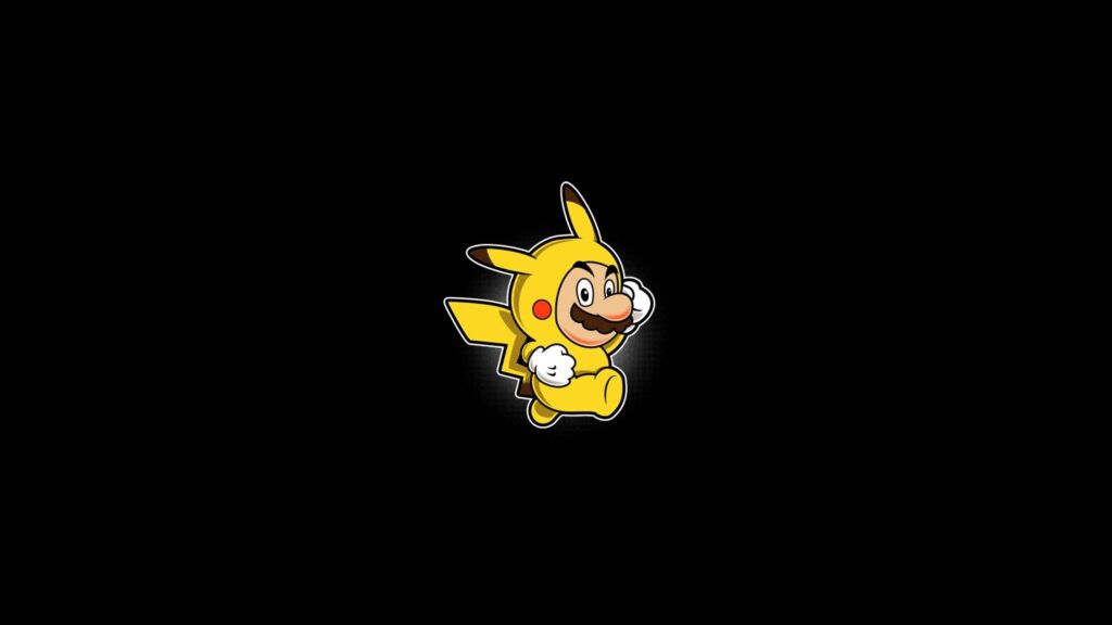 Super Mario Pikachu Mashup Minimalist 4K Desktop Wallpaper
