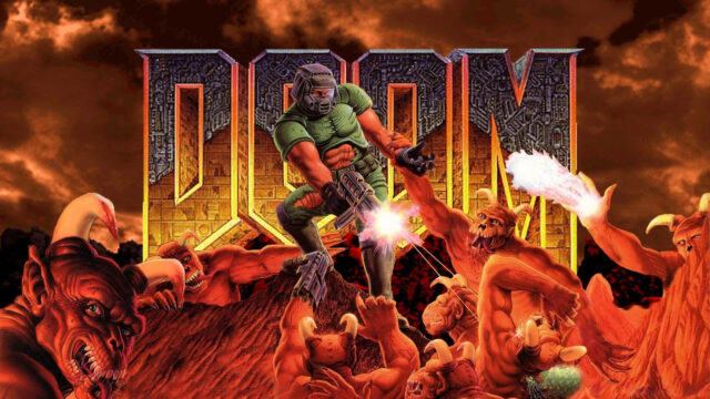 Iconic Doom Marine Battle Scene 4K Desktop Wallpaper