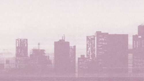 Pink Hazy City Skyline Abstract Desktop Wallpaper