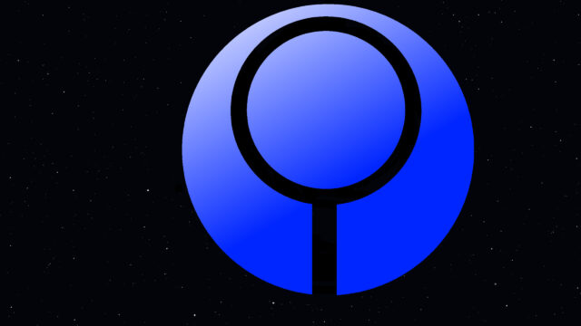 Minimalist Blue Circular Sci-Fi Symbol Desktop Wallpaper