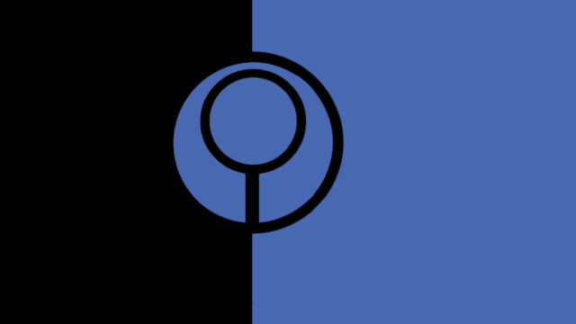 Minimalist Black and Blue Geometric Symbol Desktop Wallpaper