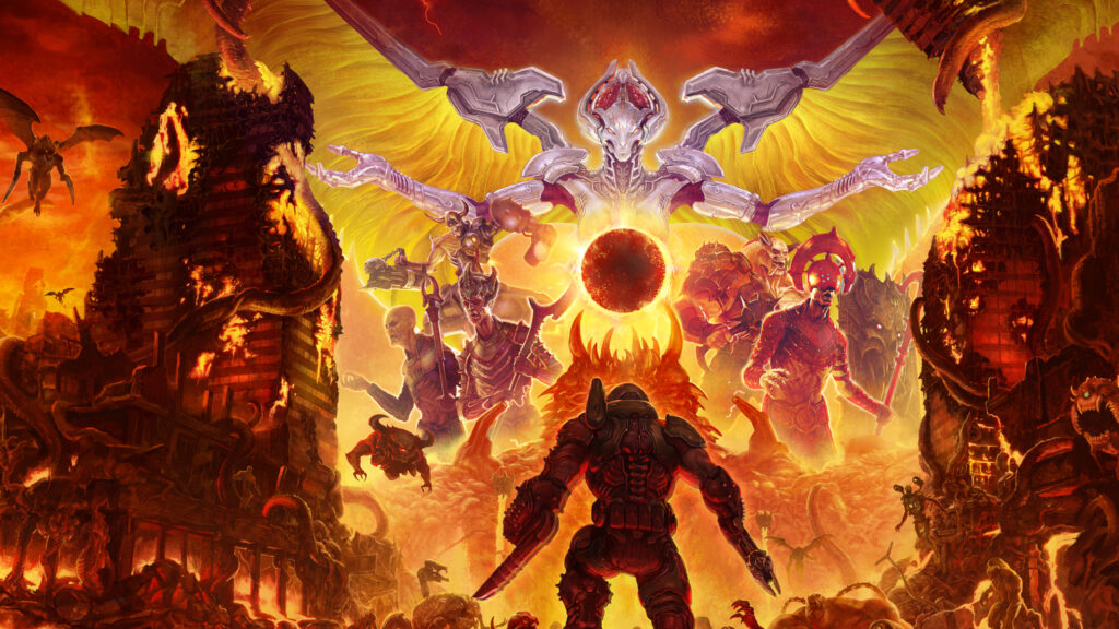 Doom Eternal Fierce Battle Scene 4K Desktop Wallpaper