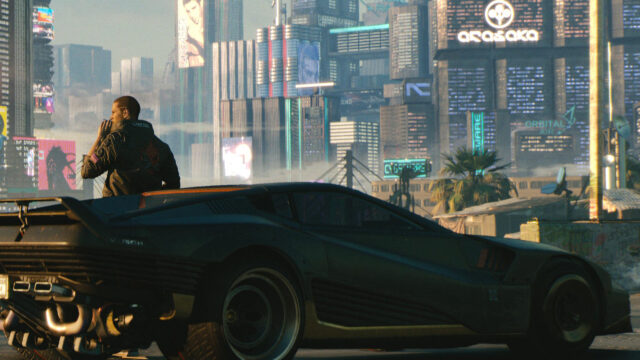 Futuristic Cyberpunk Cityscape at Sunset Desktop Wallpaper
