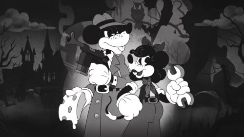 Vintage Mickey and Minnie Mouse Noir Style Desktop Wallpaper