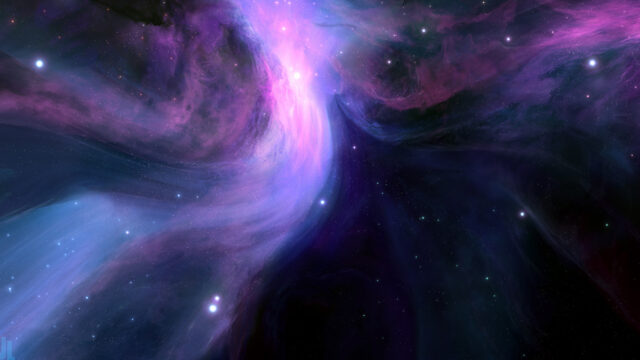 Stunning Purple and Blue Cosmic Nebula Desktop Wallpaper