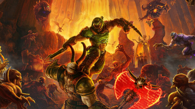 DOOM Eternal Demonic Battle Action Desktop Wallpaper