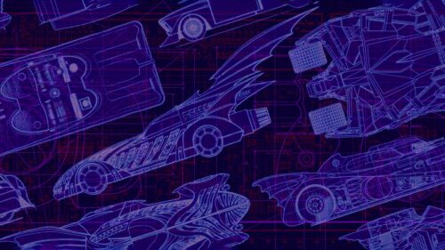 Blueprints of Iconic Batmobiles 4K Desktop Wallpaper