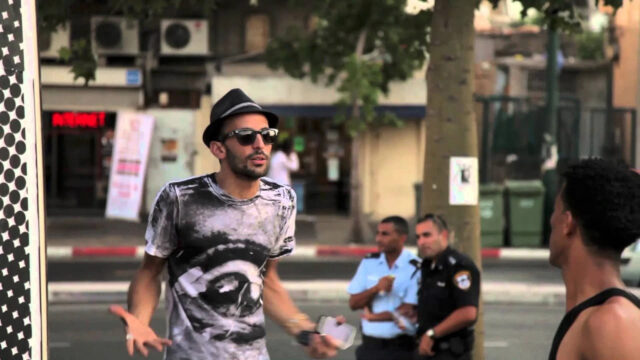 Street Interaction with Police Desktop Wallpaper