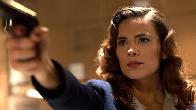 Agent Peggy Carter Aiming a Handgun Desktop Wallpaper