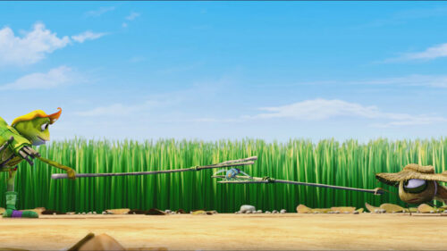 Funny Animated Frog Characters Fighting Desktop Wallpaper