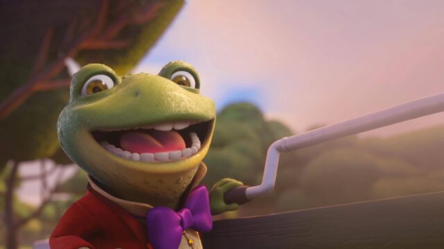 Animated Frog Character with Bow Tie Desktop Wallpaper