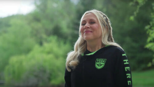 Blonde Woman Wearing Yoda Hoodie Desktop Wallpaper