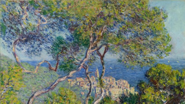 Impressionist Mediterranean Coastal Landscape Painting Desktop Wallpaper