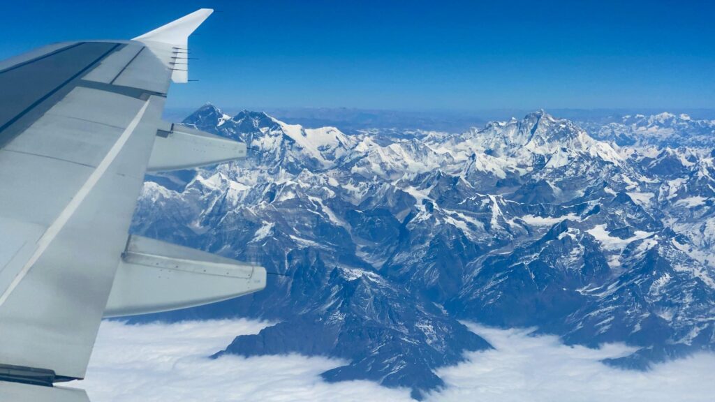 Aerial View of Mount Everest and Himalayan Mountains 4K Wallpaper