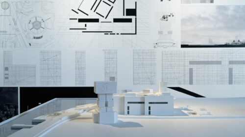 Minimalist Architectural Model Desktop Background 4K Wallpaper