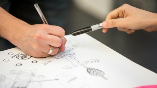 Collaborative Design Session Sketching Ideas 4K Desktop Wallpaper
