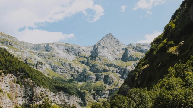 Majestic Alpine Mountain Peaks and Lush Green Valley 4K Desktop Wallpaper