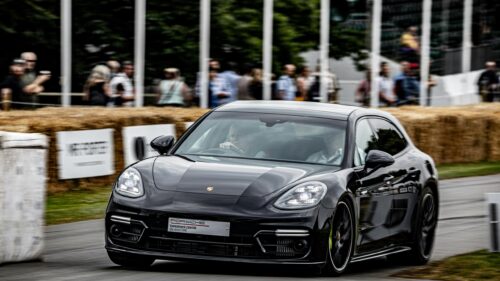Black Porsche Panamera at Silverstone Circuit 4K Desktop Wallpaper
