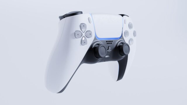 Minimalist PlayStation 5 DualSense Controller White Background 4K Wallpaper